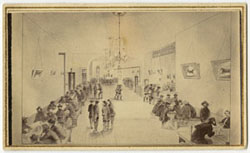 Chase & Heatley Progressive Club, Denver, Colorado. Photographic reproduction of an original drawing, 1865. (McAllister Collection)